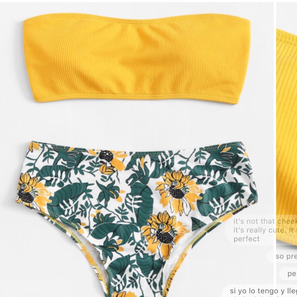 High wasted sunflower print bikini